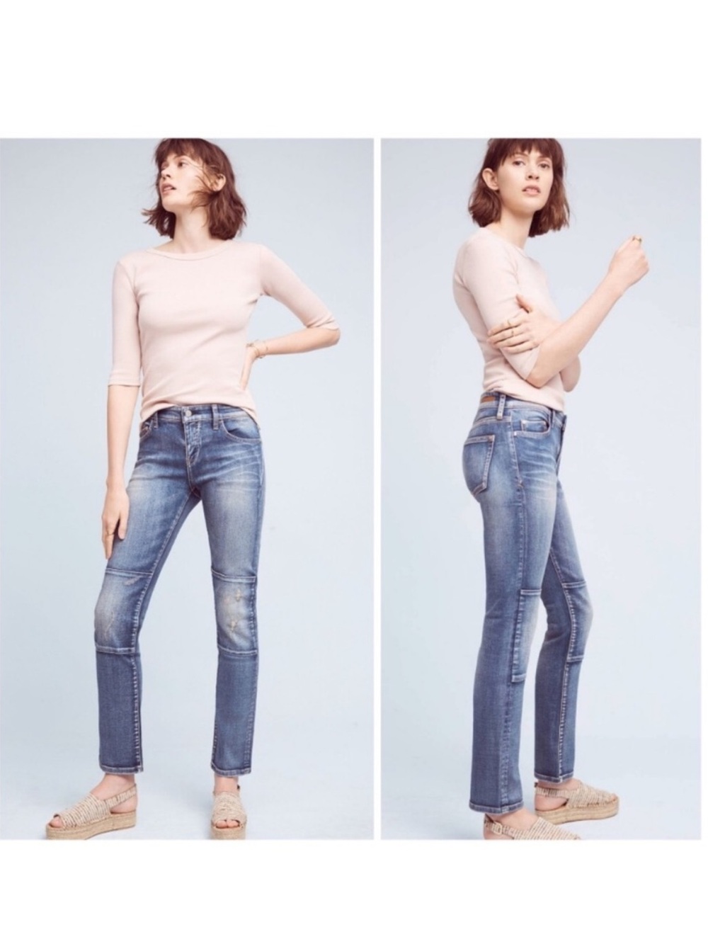Anthropologie Pilcro and the Letterpress Parallel Patch Jeans